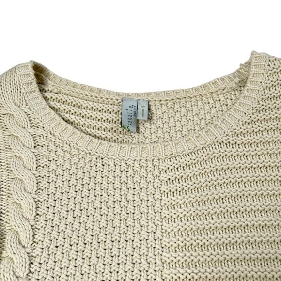 SAHALIE Cream Cable Knit Pattern Block Long Sleeve Sweater Women's Size S - Picture 8 of 16